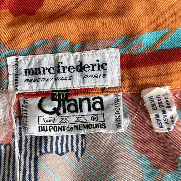 VINTAGE 70s Marc Frederic Beverly Hill Paris Abstract Print Qiana Blouse Size 40 - Picture 4 of 5